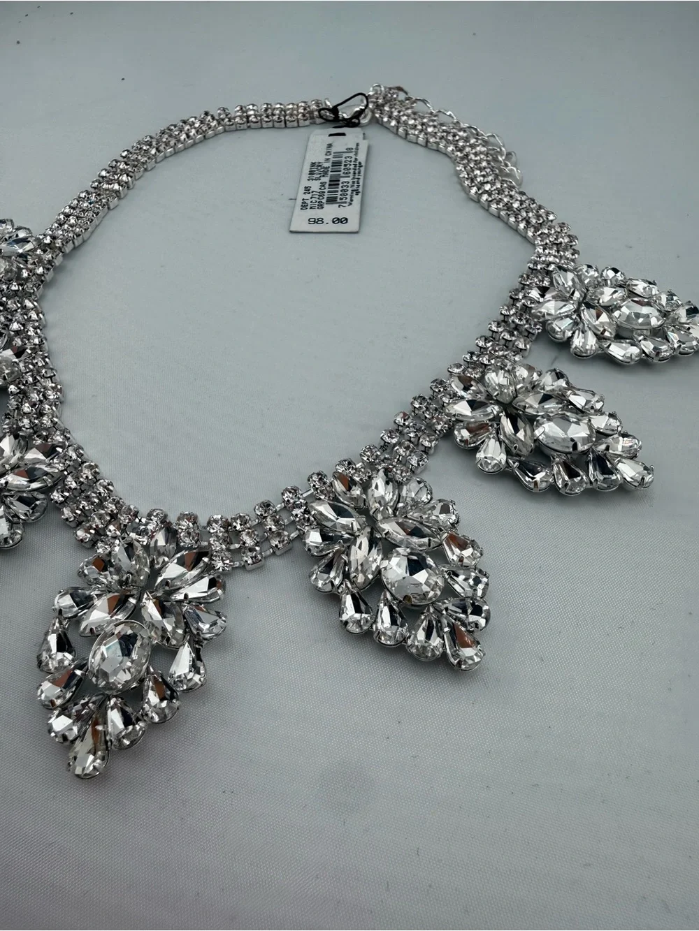 NWT Cezanne Silver Crystal Floral Bib Statement Necklace - Picture 7 of 8